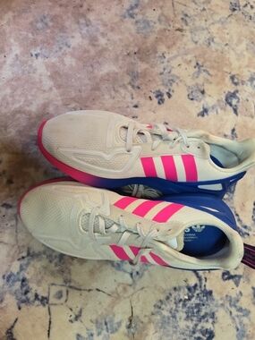 Women's Adidas Originals Sz 8 ZX 2K Flux Running Shoes White Blue Pink FY0607